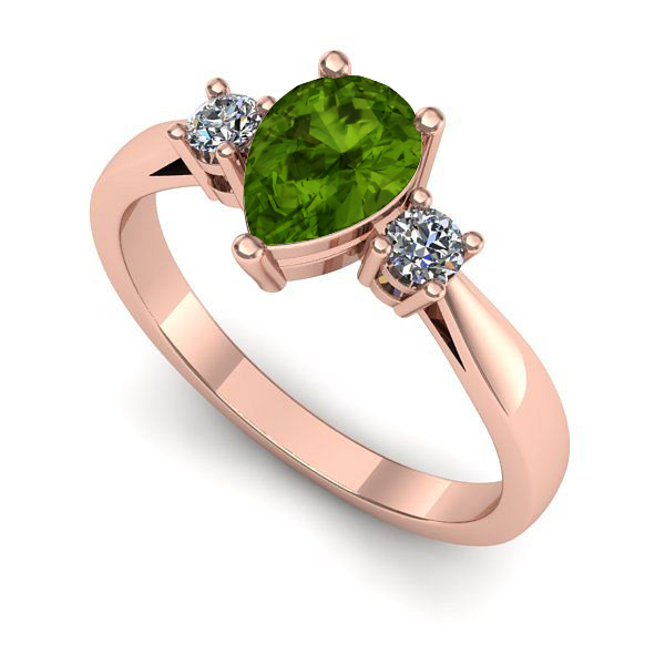 Inel de logodna din aur roz cu peridot