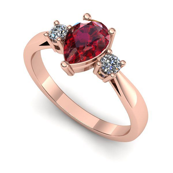 Inel din aur roz cu rubin