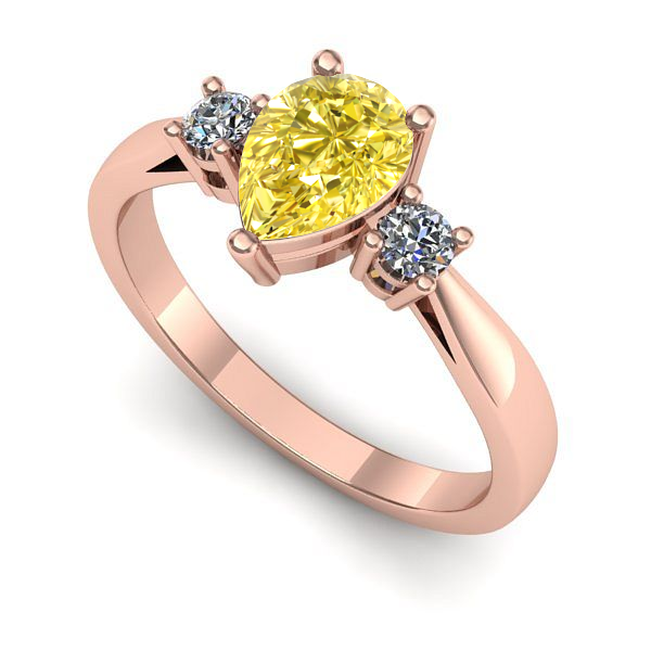 Inel din aur roz cu safir galben