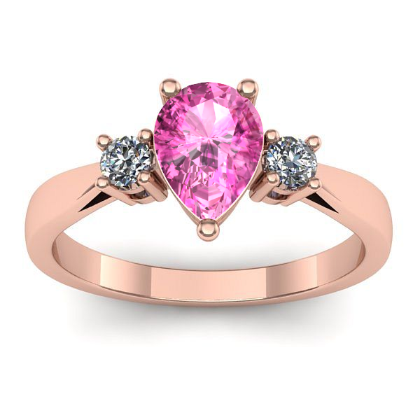 Inel logodna cu safir roz lacrima