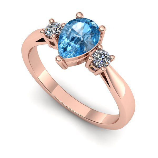 Inel de logodna din aur roz cu topaz blue