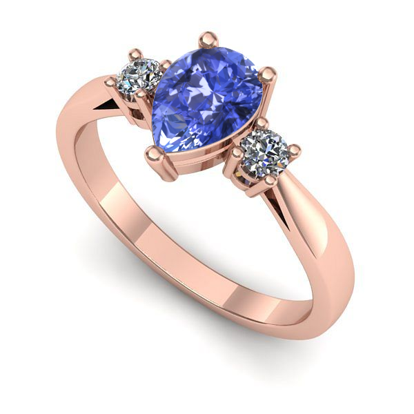 Inel de logodna din aur roz cu tanzanit