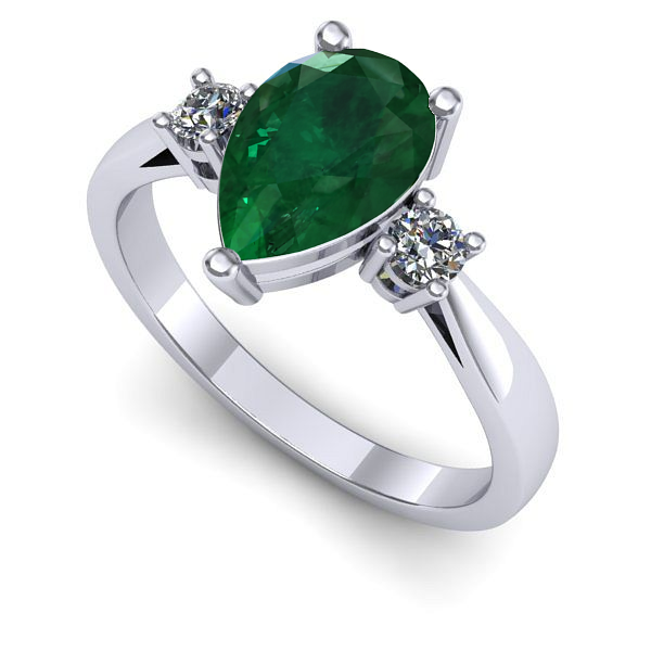 Inel din aur alb cu smarald