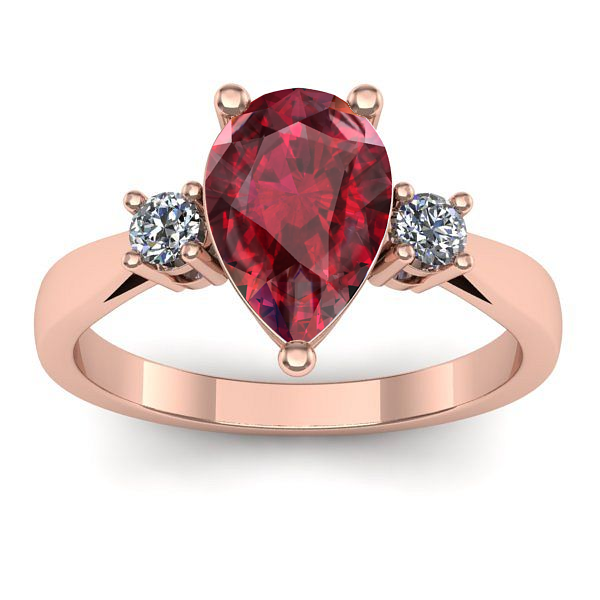 Inel logodna cu rubin lacrima