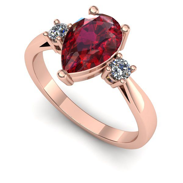 Inel logodna din aur roz cu rubin