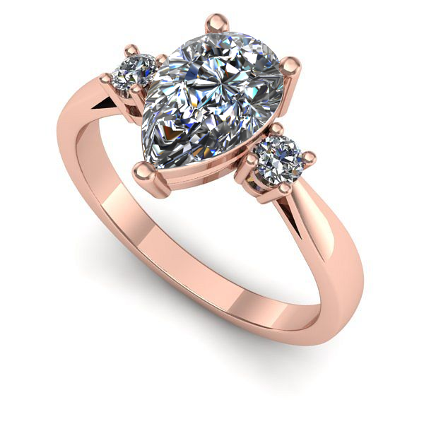 Inel logodna din aur roz cu diamant de laborator