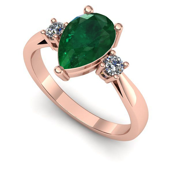 Inel din aur roz cu smarald