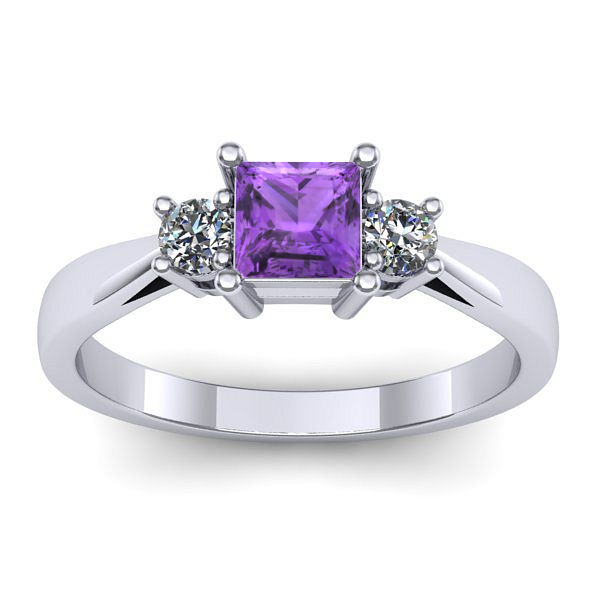 Inel de logodna cu ametist patrat