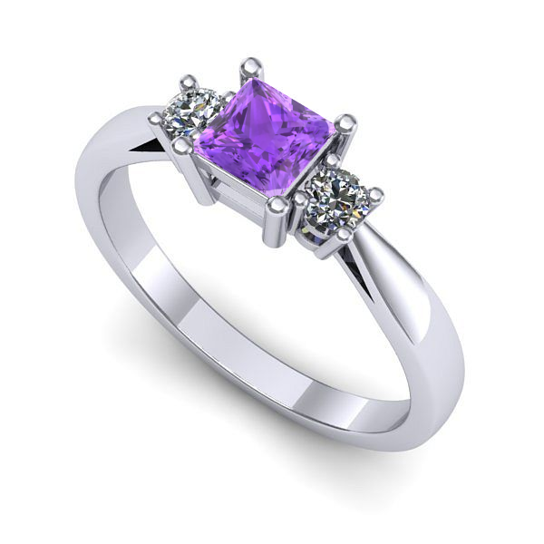 Inel din aur alb cu ametist