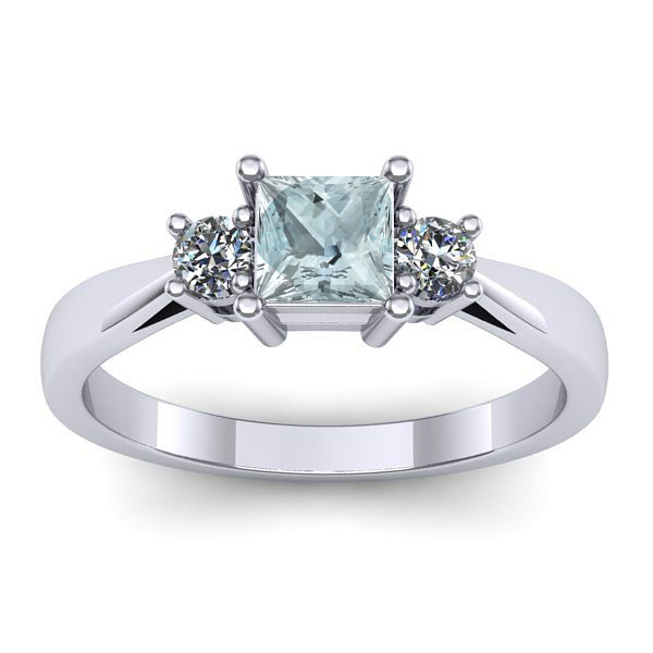 Inel logodna cu aquamarin patrat