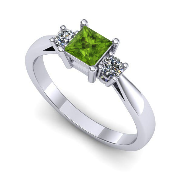 Inel din aur alb cu peridot