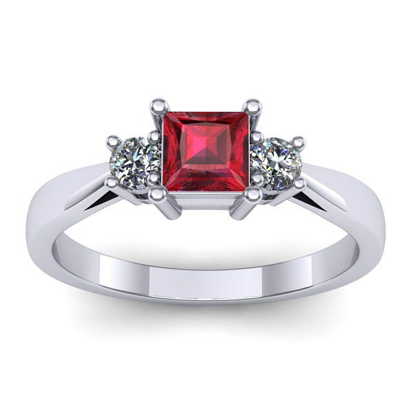 Inel logodna cu rubin patrat