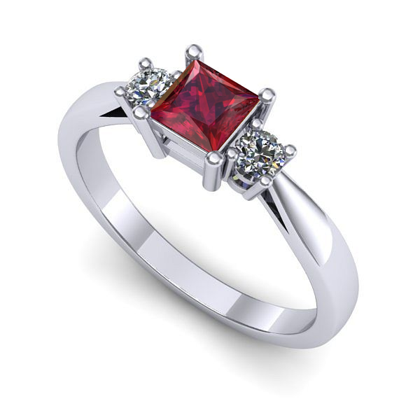 Inel din aur alb cu rubin