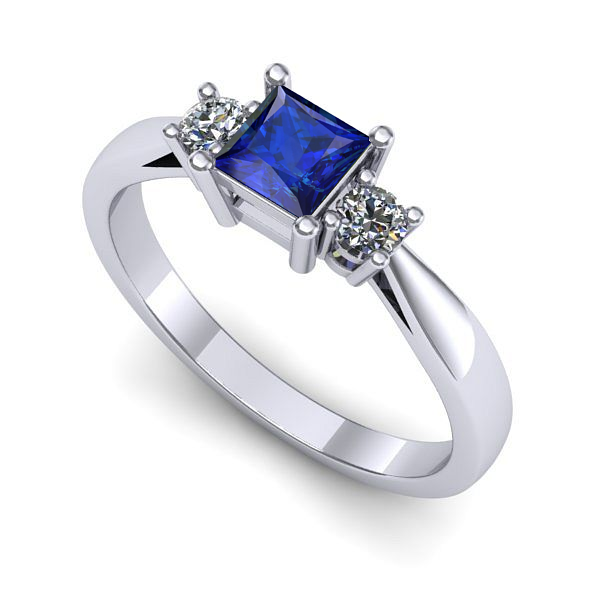 Inel din aur alb cu safir