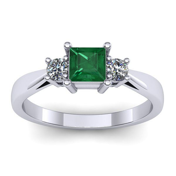 Inel de logodna cu smarald patrat