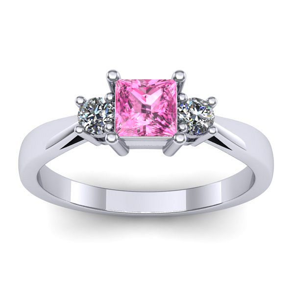 Inel de logodna cu safir roz patrat