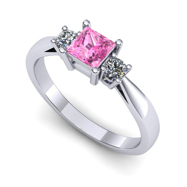 Inel din aur alb cu safir roz