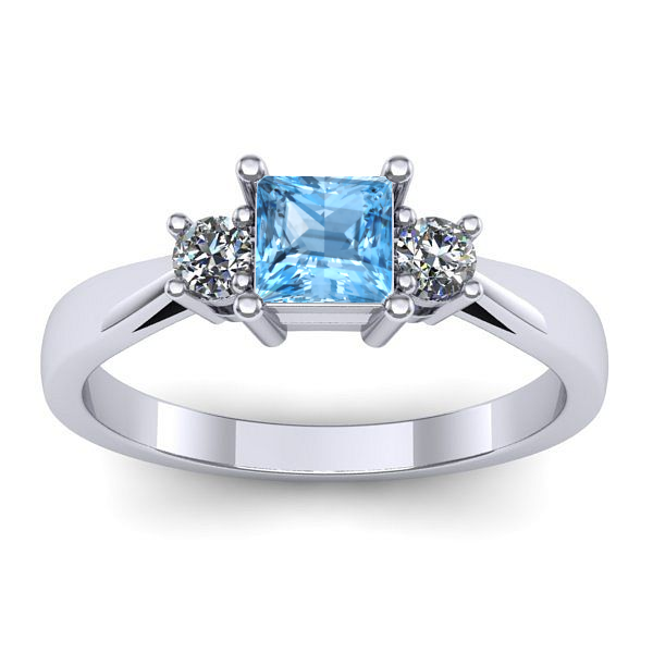 Inel logodna cu topaz blue patrat