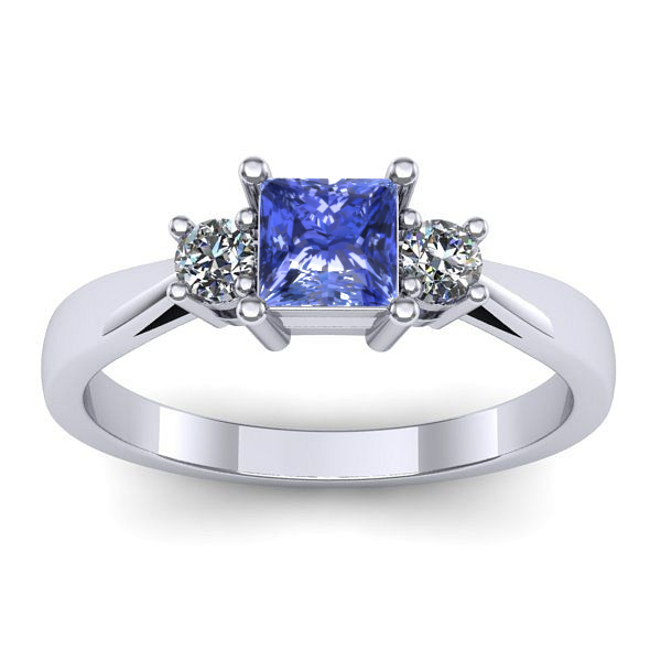 Inel cu tanzanit patrat