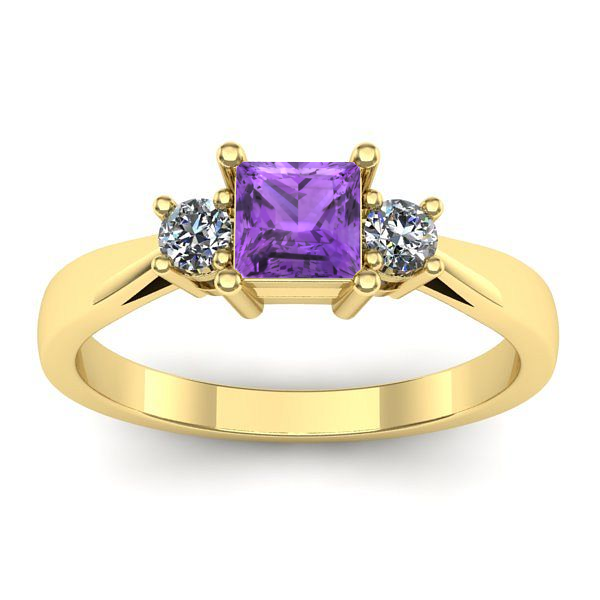 Inel cu ametist patrat