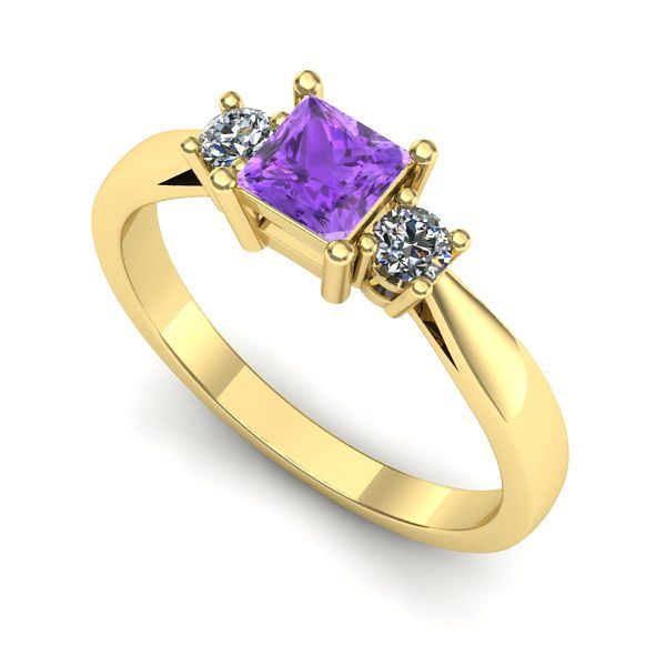 Inel din aur galben cu ametist