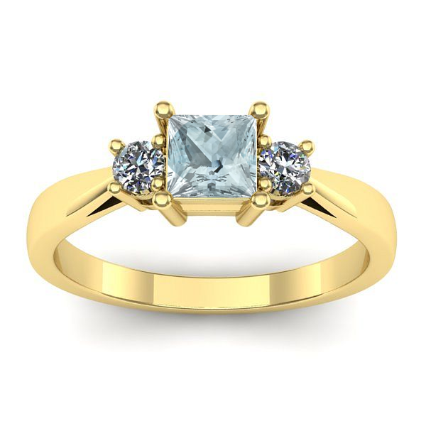 Inel cu aquamarin patrat