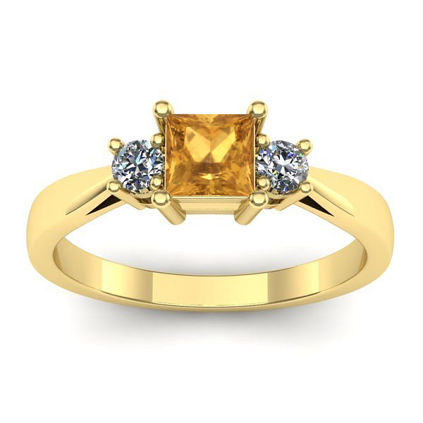 Inel logodna cu citrin patrat