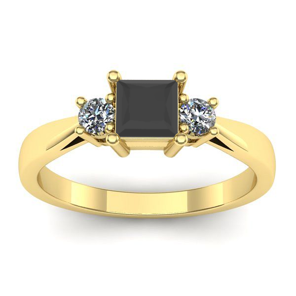 Inel de logodna cu diamant negru patrat