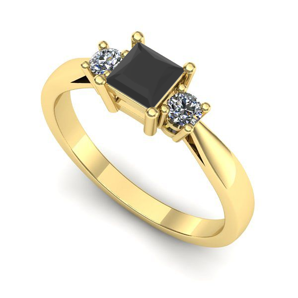 Inel logodna din aur galben cu diamant negru