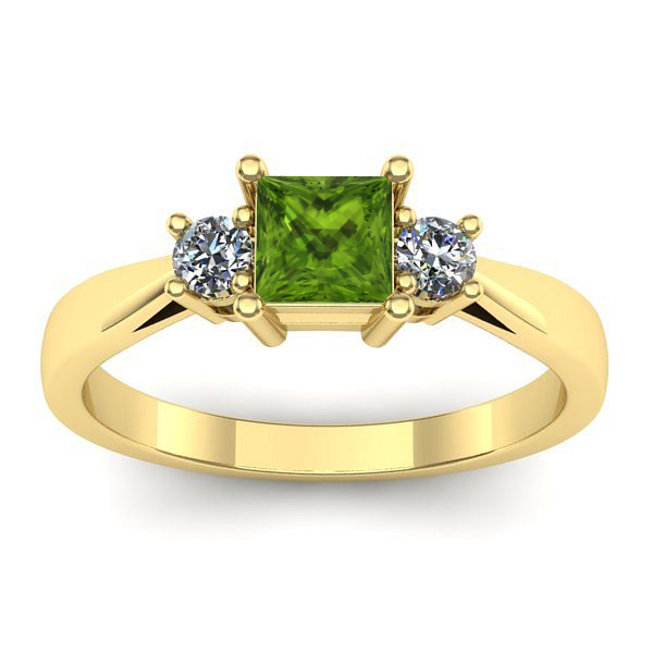 Inel cu peridot patrat