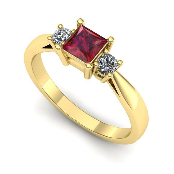 Inel logodna din aur galben cu rubin