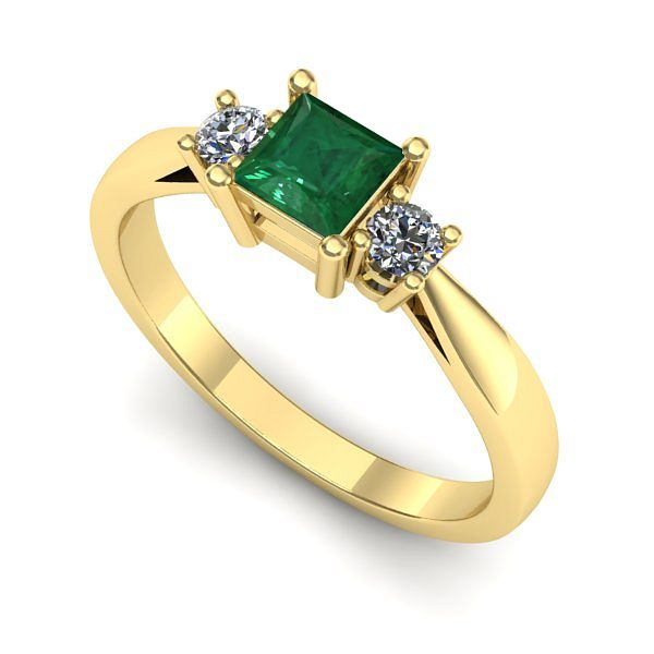 Inel de logodna din aur galben cu smarald