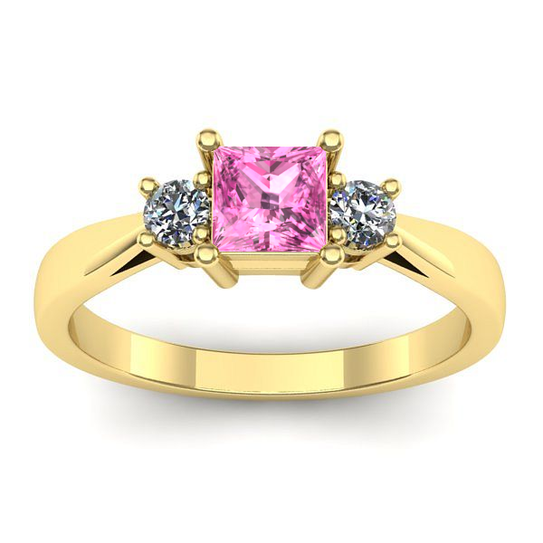 Inel logodna cu safir roz patrat