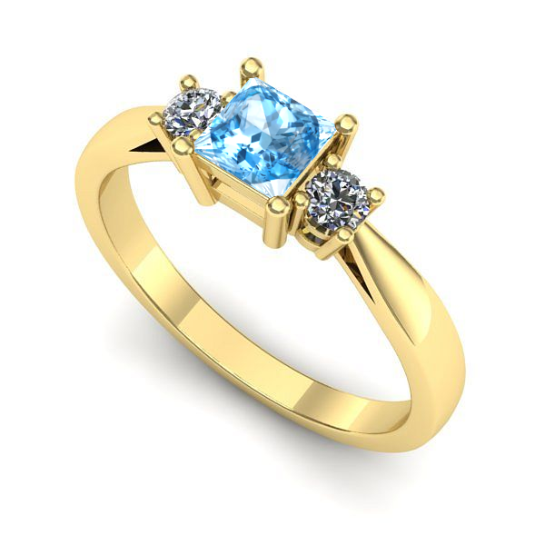 Inel logodna din aur galben cu topaz blue