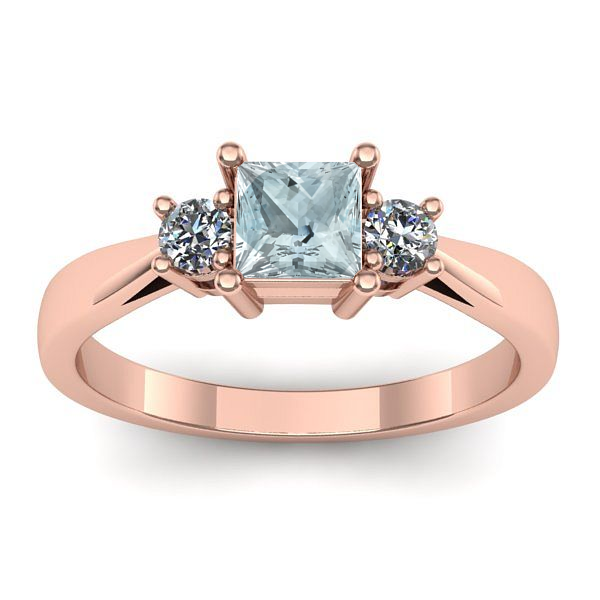 Inel logodna cu aquamarin patrat