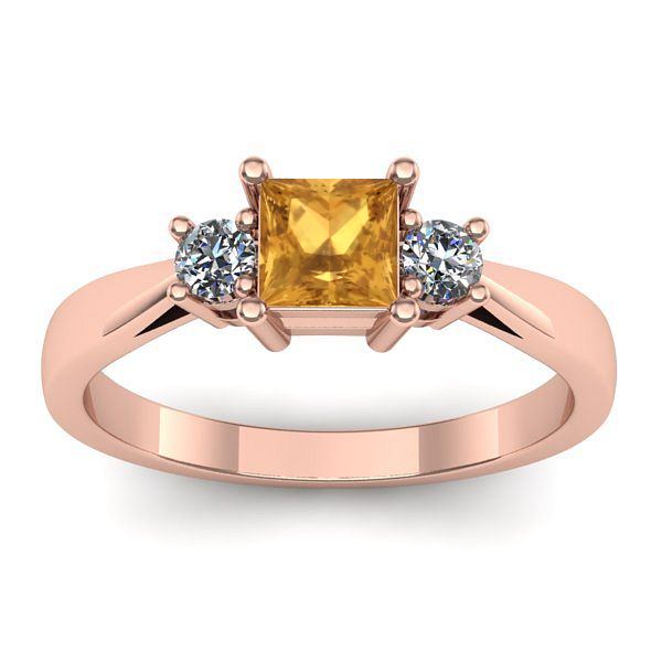 Inel cu citrin patrat