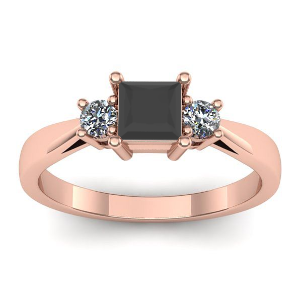 Inel cu diamant negru patrat