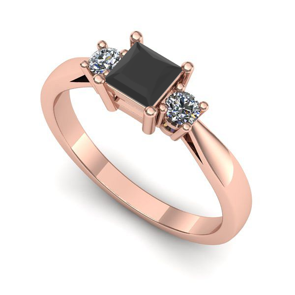 Inel de logodna din aur roz cu diamant negru