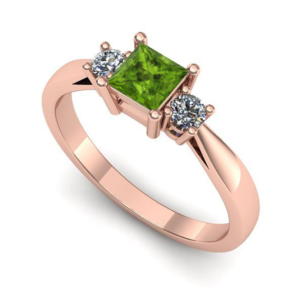 Inel de logodna din aur roz cu peridot