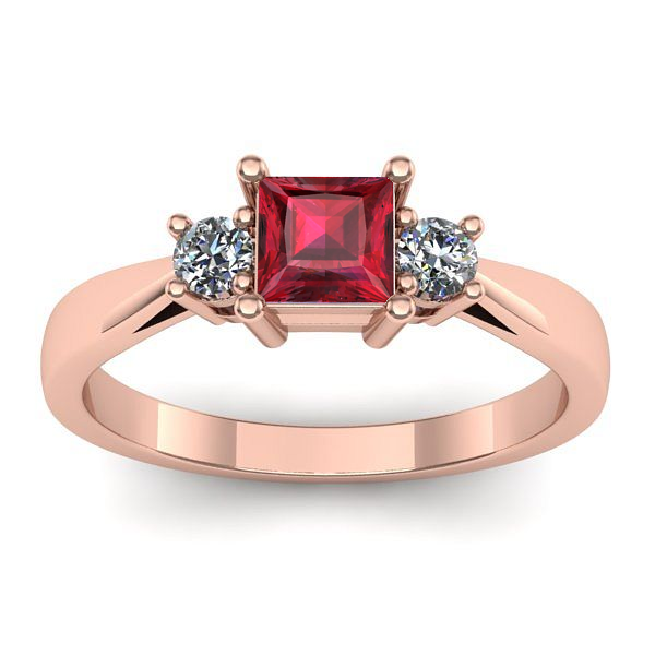 Inel de logodna cu rubin patrat