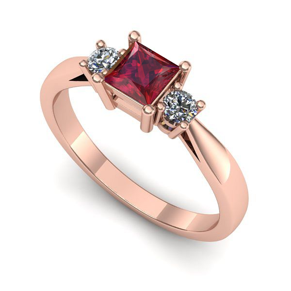 Inel din aur roz cu rubin