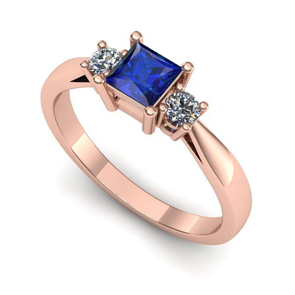 Inel logodna din aur roz cu safir