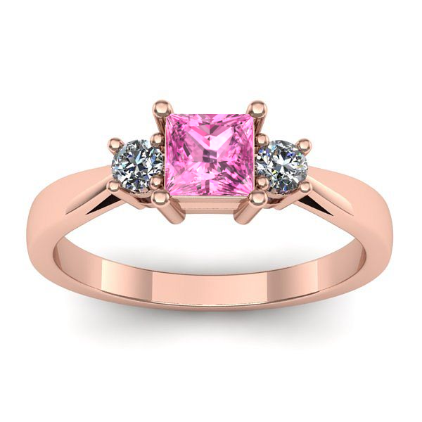 Inel logodna cu safir roz patrat