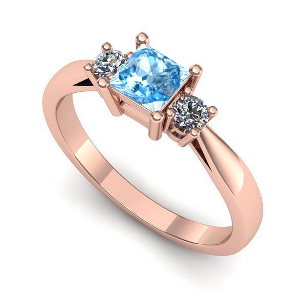Inel de logodna din aur roz cu topaz blue