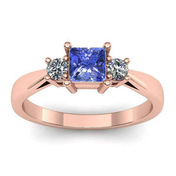 Inel de logodna cu tanzanit patrat