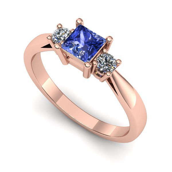 Inel de logodna din aur roz cu tanzanit