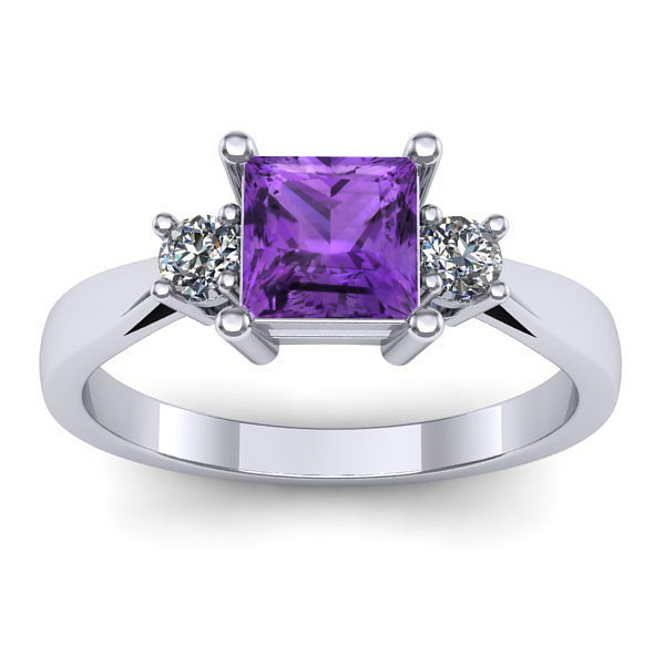 Inel logodna cu ametist patrat