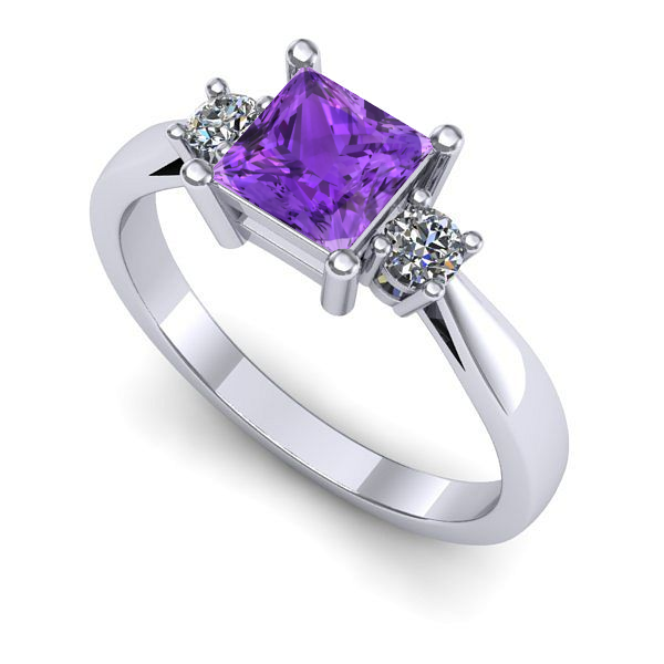 Inel logodna din aur alb cu ametist