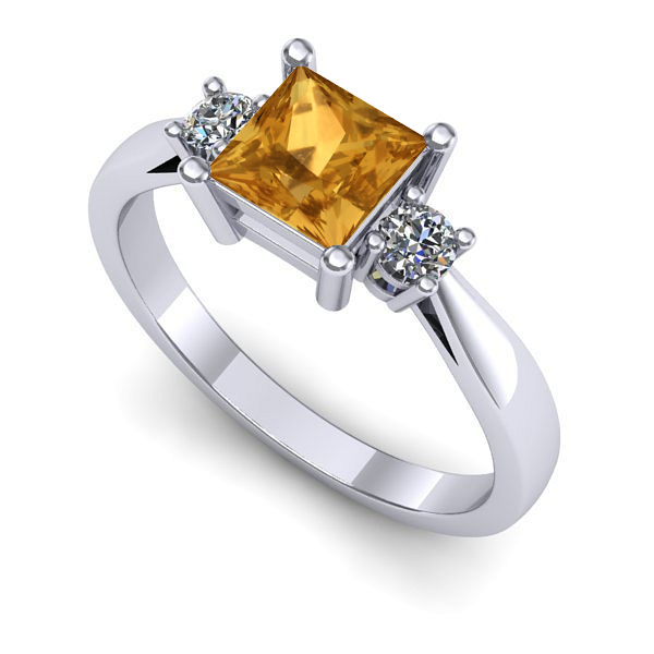 Inel din aur alb cu citrin