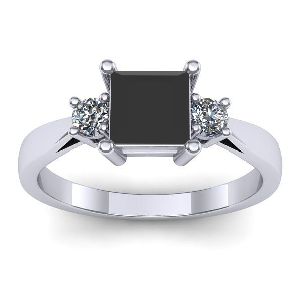 Inel logodna cu diamant negru patrat